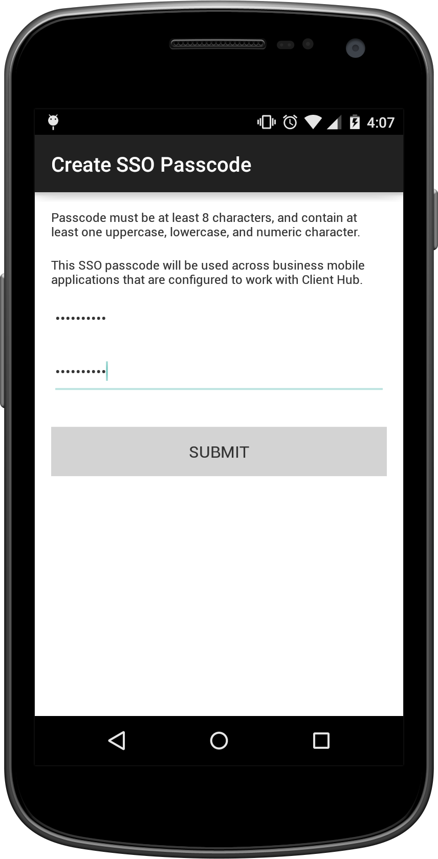 Create SSO Passcode Create SSO Passcode